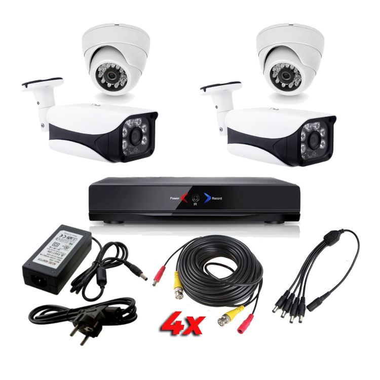 Kit Sistema de Seguridad CCTV Camaras vigilancia 4CH Exterior Interior DVR 4 AHD114D AHDK064