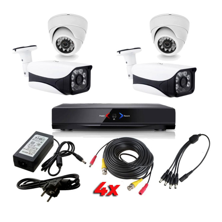 Kit Sistema de Seguridad CCTV Camaras vigilancia 4CH Exterior Interior DVR  4 AHD114D AHDK064