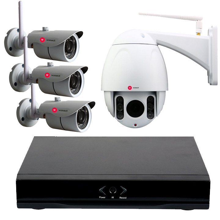 KIT Wonect 3 Camaras de seguridad W43 y W45 Motorizada Full HD NVR