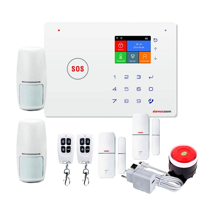 Kit Alarma AZ035 GSM WiFi con dos detectores de movimiento y apertura