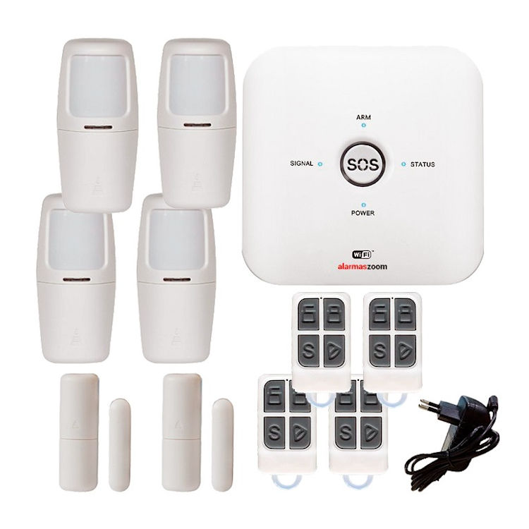 Kit alarma AZ038 WiFi GSM con 4 detectores movimiento interior