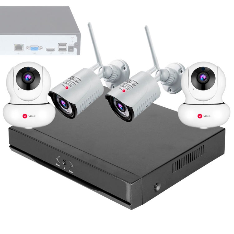 Wonect Kit Grabador NVR 2 Camaras IP exterior Interior WiFi