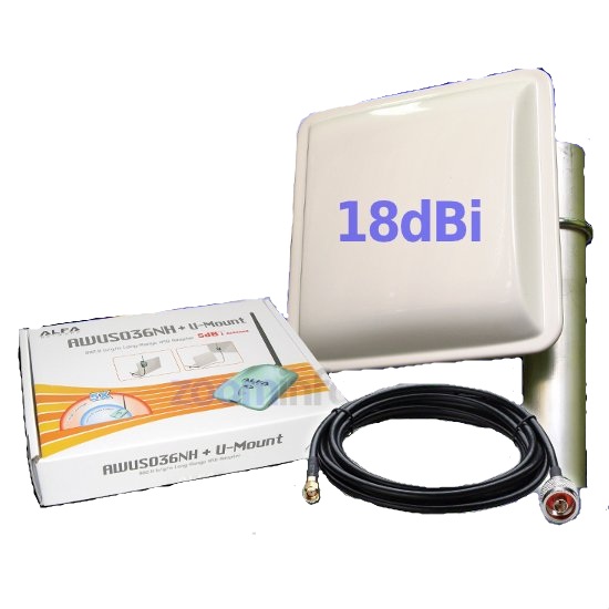 Kit WIFI PANEL 18dbi con adaptador USB ALFA AWUS036NH 2000MW 2000 MW