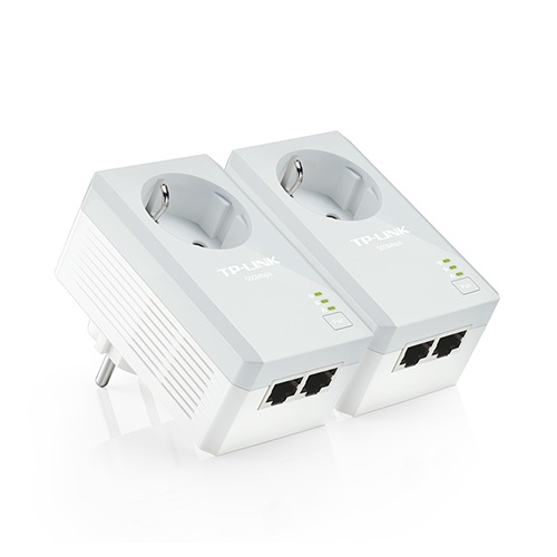 Tp Link TL PA4020P Kit Inicio Adaptadores Powerline AV600 2 puertos con enchufe incorporado