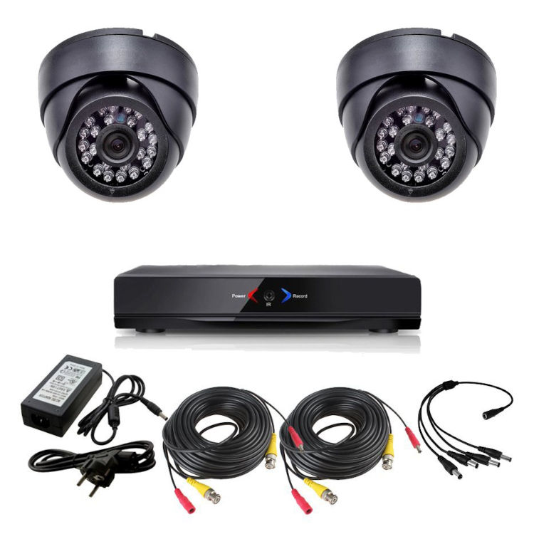 CCTV Grabador DVR AHDK040 2 Camaras interior domo techo color Negro 720p