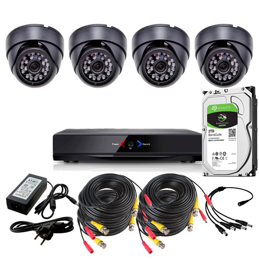 CCTV Grabador DVR AHDK043 4 Camaras interior domo techo color Negro 720p SATA 2Tb