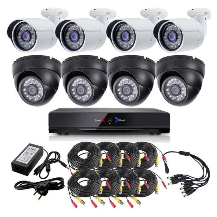 CCTV Grabador DVR AHDK044 4 Camaras interior domo techo Negro 4 Exterior 720p
