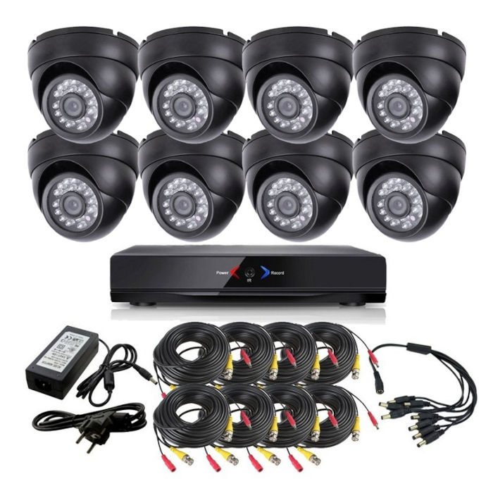 CCTV Grabador DVR AHDK046 8 Camaras interior domo techo Negro Video Vigilancia