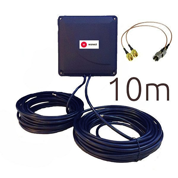 Antena 4G Wonect Panel 44dBi LTE Exterior Cable Integrado 10 metros Conectores SMA