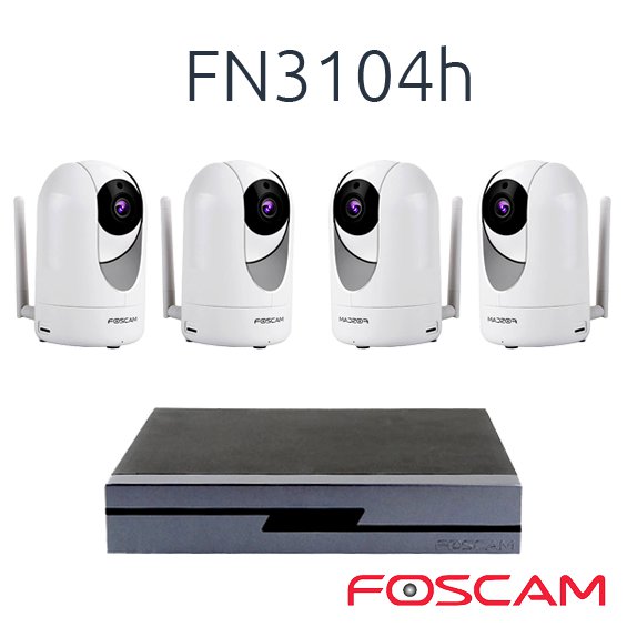 NVR FOSCAM GRABADOR FN3104H CON 4 CAMARAS INTERIOR FOSCAM R2  HD