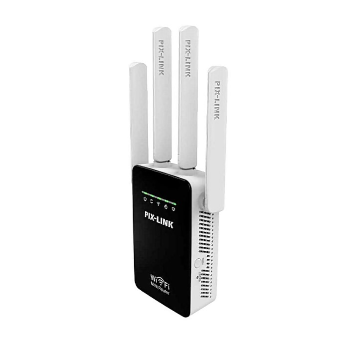 Repetidor WiFi PixLink WR09 Negro Amplificador cuatro antenas