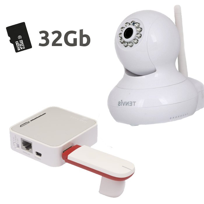 Camara HD 720p TENVIS T8818  32Gb con modem USB 3G y Router 3G para utilizar en cualquier lugar