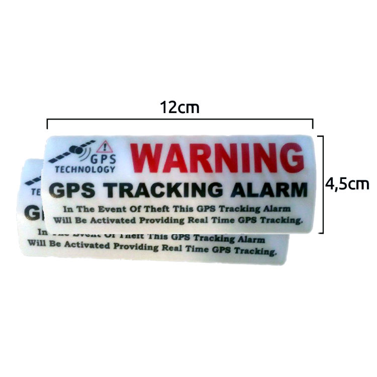 Pegatina Localizador GPS adhesiva interior Cristal Aviso Ingles Warning