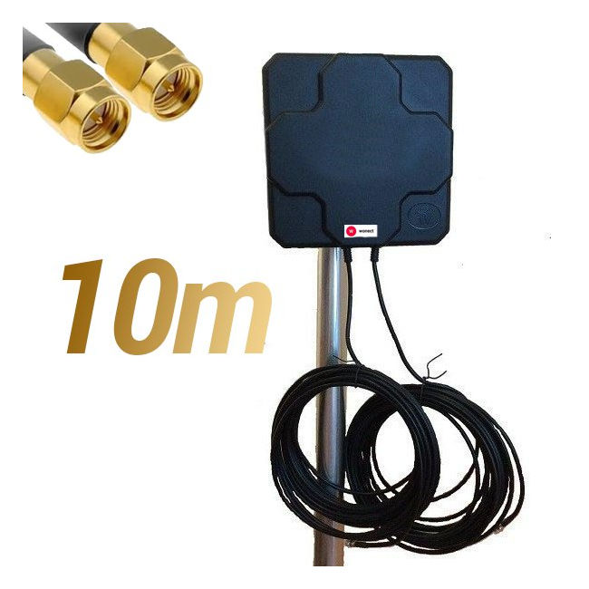 Antena Panel 4G Wonect 46dBi Exterior Negra 10 metros Reacondicionada conector SMA Macho