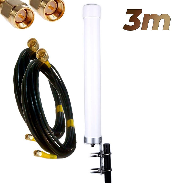 Antena 4G Omni 22dBi LTE Exterior MiMo Conectores  N Omnidireccional Cable 3 metros