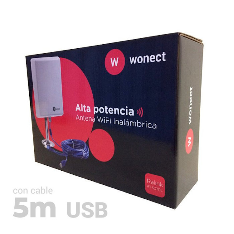 Wonect N4000A Antena Exterior WiFi USB 5 metros largo alcance Reacondicionada