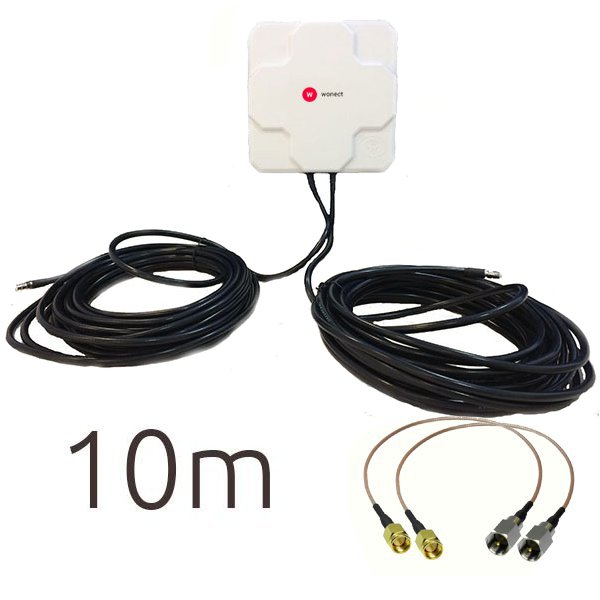 Antena 4G 46dbi blanca LTE UMTS 3G exterior con conectores SMA multibanda cable 10 metros