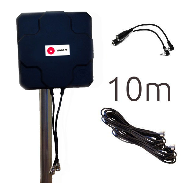 Antena 4G 46dbi LTE UMTS 3G exterior con conectores CRC9 multibanda N Negra