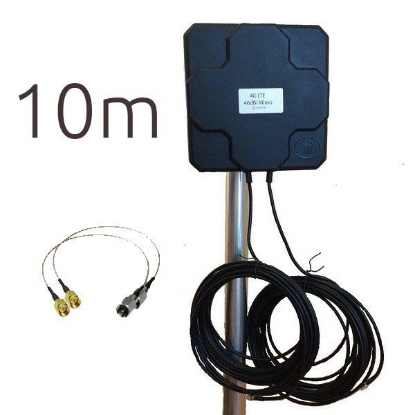 Antena 4G Wonect Panel 46dBi Direccional Negra 10 metros Conectores SMA Reacondicionada