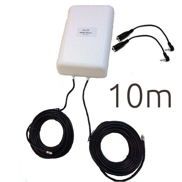 Antena 4G Panel 48dBi LTE Exterior Largo alcance Cable 10 metros integrado CRC9