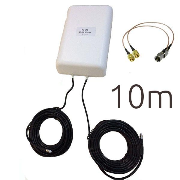 Antena 4G Panel 48dBi LTE Exterior Largo alcance Cable 10 metros integrado SMA reacondicionada