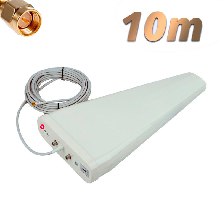 Antena 4G Wonect Yagi Log 11dBi 10m SMA Macho Largo Alcance Reacondicionada