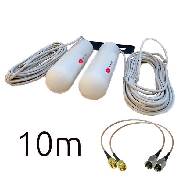 Antena 4G Wonect Yagi Externa 46dBi Direccional Blanca Cable 10 metros Conectores SMA