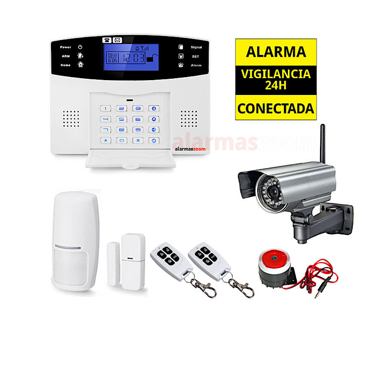 Alarma Hogar voces Espanol Castellano GSM Teclado alarmas-zoom az017 camara IP exterior