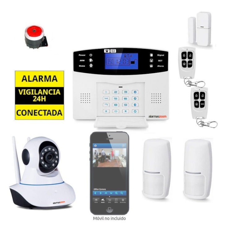 Kit Alarma Hogar AZ017 GSM Camara de vigilancia interior 2 Detectores  movimiento