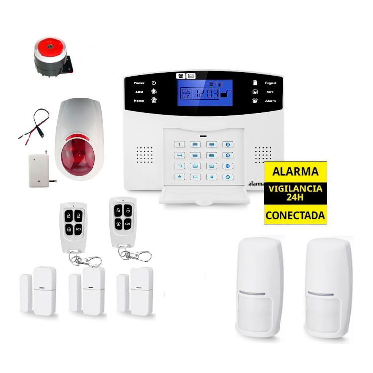 Kit Alarma Hogar AZ017 Sirena Exterior inalambrica OFS03 3 Detectores apertura puertas