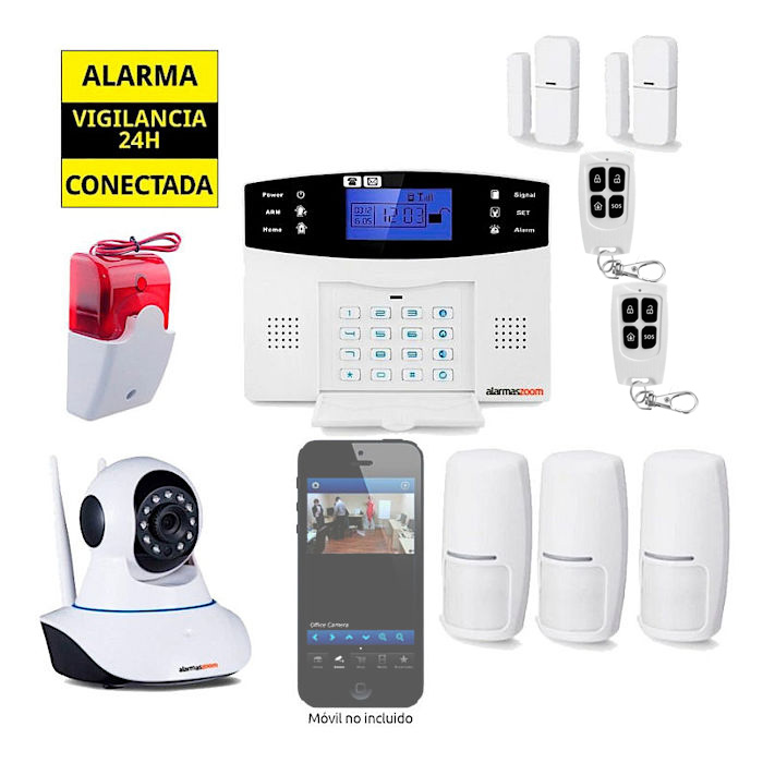 Kit Alarma Hogar Az017 Gsm Camara De Vigilancia Interior 3 Detectores Movimiento 38 