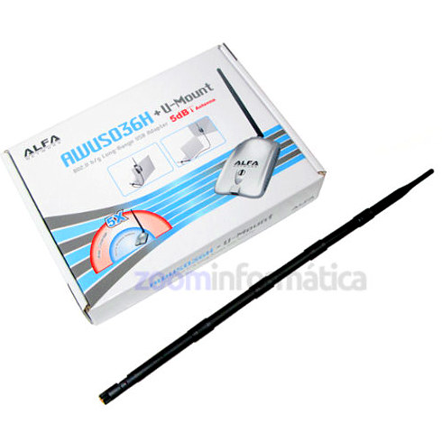 ALFA AWUS036H Adaptador WiFi con antena 9dBi omnidireccional