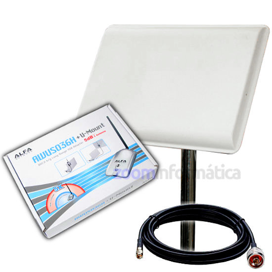 ALFA AWUS036H USB RTL8187L con antena WiFi Panel 22dBi largo alcance