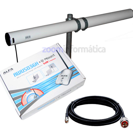 ALFA AWUS036H USB con antena WiFi Yagi 21dBi SMA largo alcance