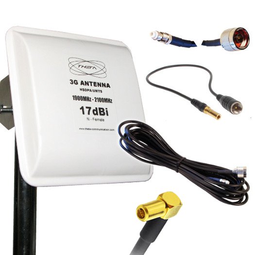 Antena Panel 3G Exterior 17dBi Cable 10 metros SSMB