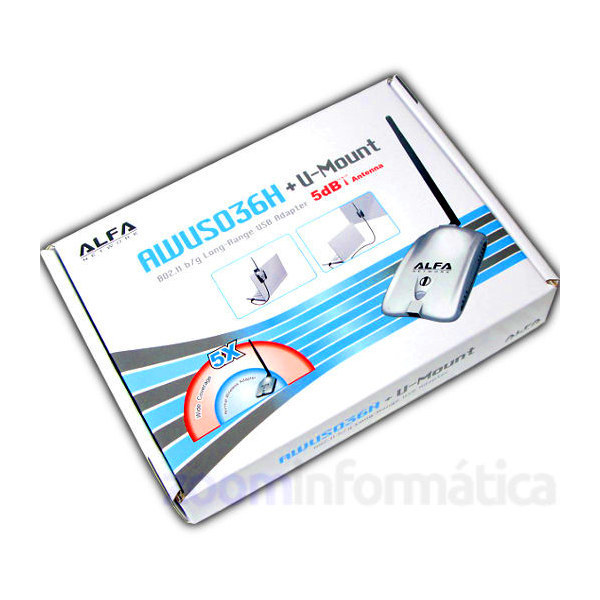 USB Alta Potencia wifi 1000mw 1w 802.11G ALFA AWUS036H  con 5DBI