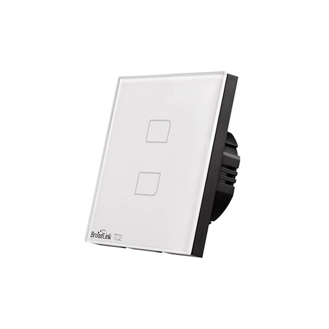 Interruptor de pared doble domotica en hogar encender luces desde movil TC2 Broadlink