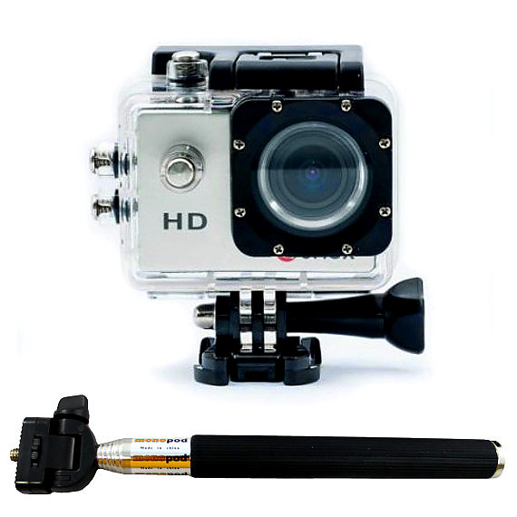 Camara deportiva 720p video dash DV acuatica tipo GOPRO y SJCAM A8 sumergible con palo selfie