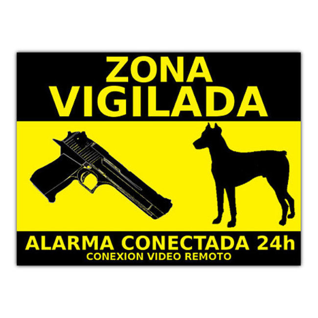 PEGATINA DE CARTEL ALARMA CONECTADA VIGILANCIA DISUASORIOS CARTELES 