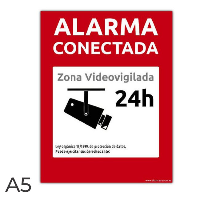 Cartel videovigilancia Señal Alarma Conectada Zona Videovigilada 24h Aviso  A La Policía 25x18 cm Carteles cámara vigilancia Señaletica de aviso  aluminio Interior-Exterior 2 piezas : : Bricolaje y herramientas