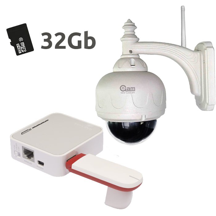 Kit vigilancia 3G Camara exterior 32Gb memoria y modem 3G para conexion sin  router