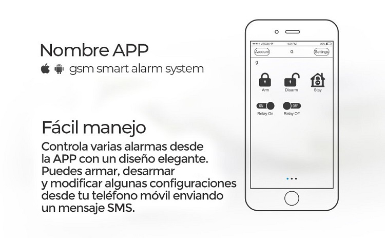 Alarma Hogar AZ023-T GSM WiFi Sin Cuotas teclado Castellano GSM