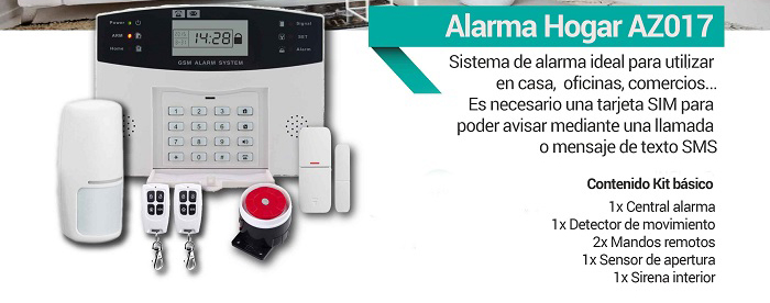 Alarma Hogar AZ017 con teclado Castellano GSM