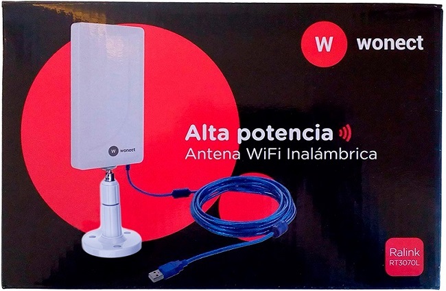 Antena Exterior WiFi USB 10 Metros Largo Alcance Wonect N4000A