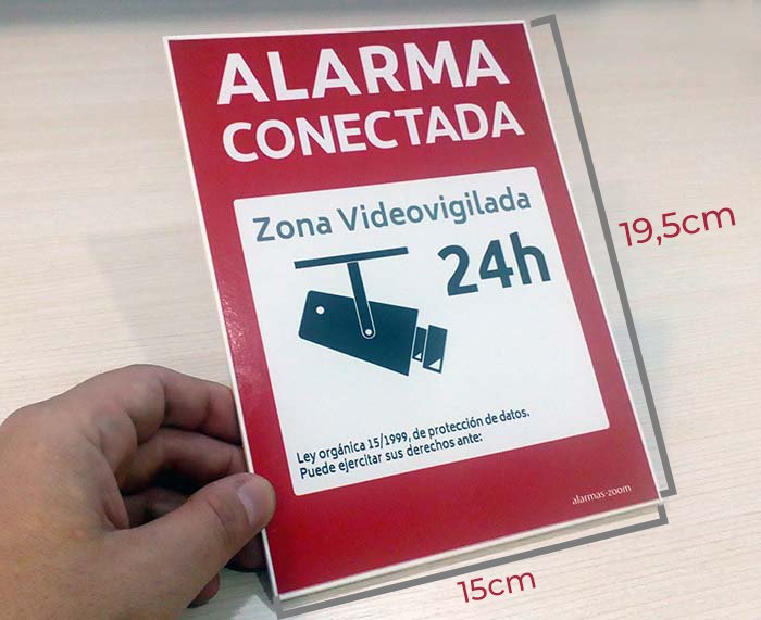 Cartel videovigilancia - Placa alarma conectada - Carteles zona  videovigilada - Aviso a la Policía 20x15 cm Rojo Interior/Exterior (1 Pieza  Cartel videovigilancia) : : Bricolaje y herramientas