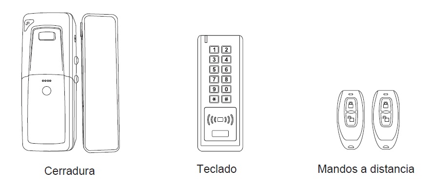 Kit Cerradura puerta inalambrica anti vandalica Mando distancia d3