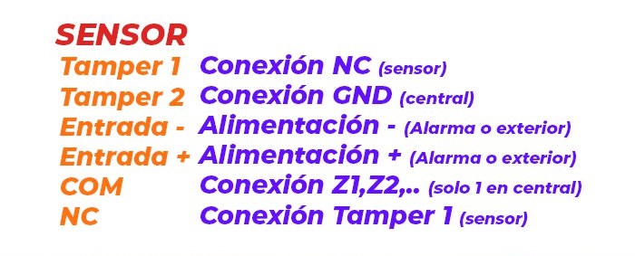 Conexiones-detector-pir-cableado-tamper