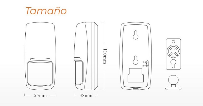 tamano-Detector-movimiento-alarma