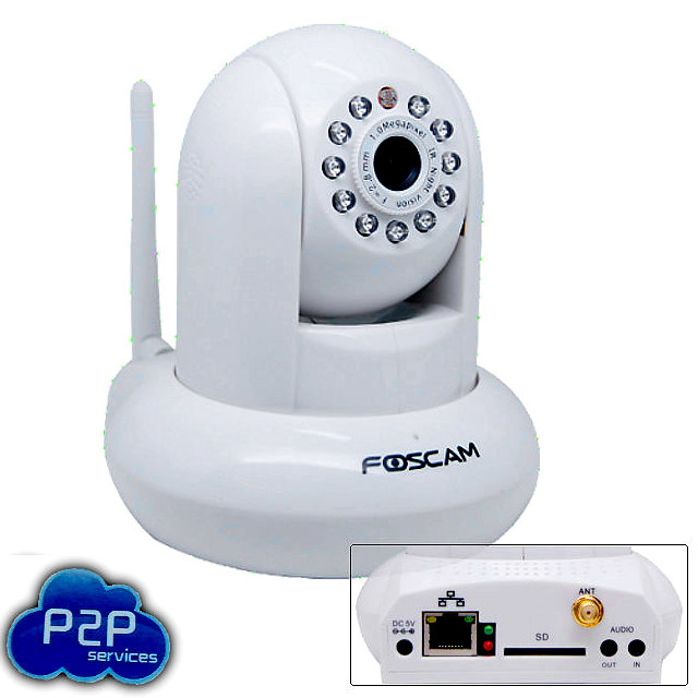 Camara IP Foscam FI9821P WiFi Infrarrojos H.264 slot SDHC BLANCO P2P SD H264