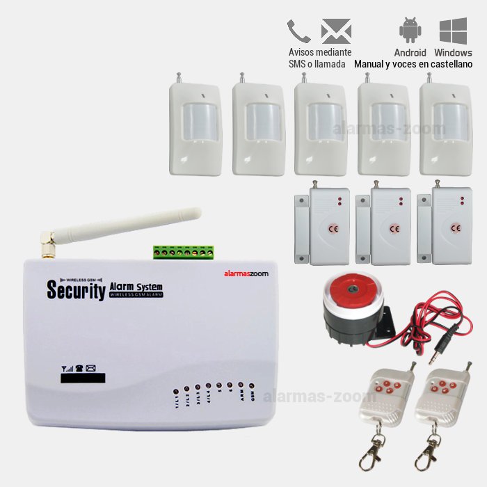 Alarma Hogar AZ010 GSM Sistema de seguridad para casa 5 Sensores de movimiento infrarrojos